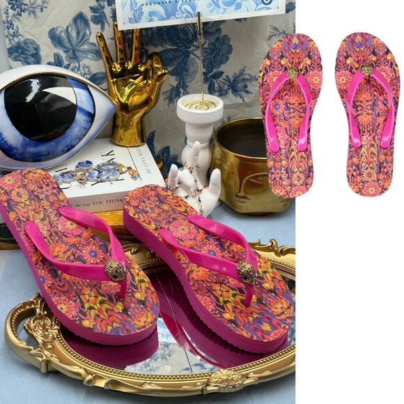 🆕 KURT GEIGER LDN 🧿 X MATTHEW WILLIAMSON NWOB Pink Kensington Flipflop, Sz 7 - Picture 1 of 13